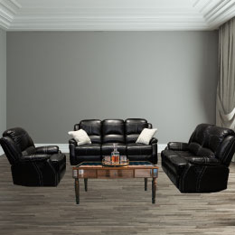 Lorraine Bel-Aire Deluxe 3 Piece Ebony Reclining Sofa Set